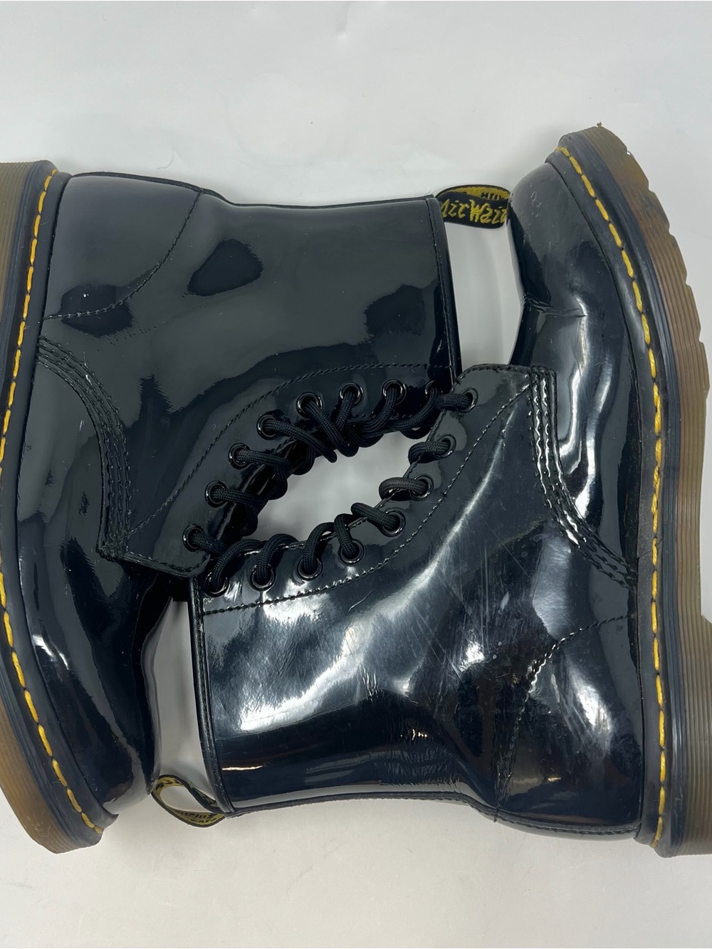Dr. Martens Black Patent Lace-Up Combat Boots Women’s 8 - Picture 7 of 14